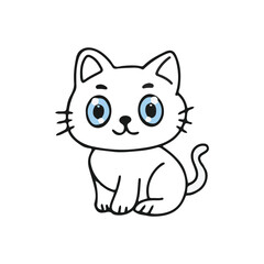 Obraz premium Kawaii white cat different poses illustration design. animal cat element