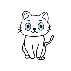 Obraz premium Kawaii white cat different poses illustration design. animal cat element