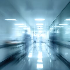 Blurred hospital hallway, motion