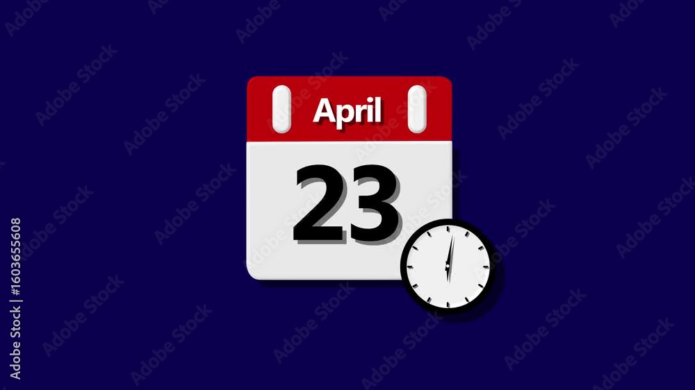 Poster 23 april month calendar. calendar simple icon animation date change time month. impress clients with