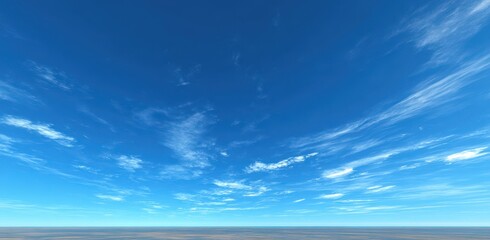 Clear blue sky with scattered clouds