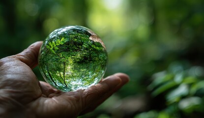 Clear sphere, holding a miniature forest