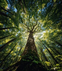 Lush forest canopy, upward view (1)