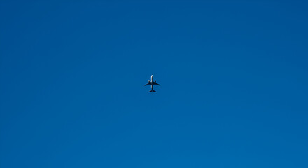 Airplane in a vast blue sky