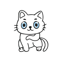 Obraz premium Black white coloring book on cat animal its cute. isolated on white background