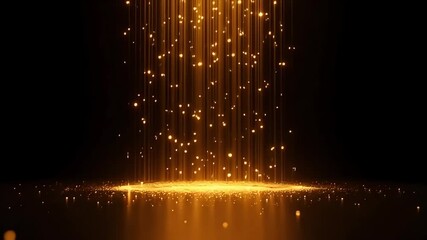 Golden particles falling background animation for awards show and luxury events visuals effect 4k