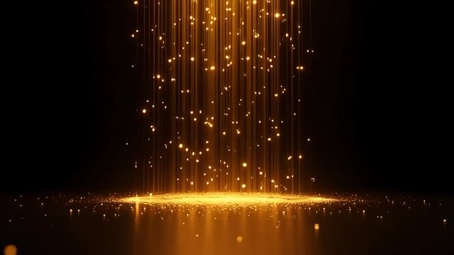 Golden particles falling background animation for awards show and luxury events visuals effect 4k