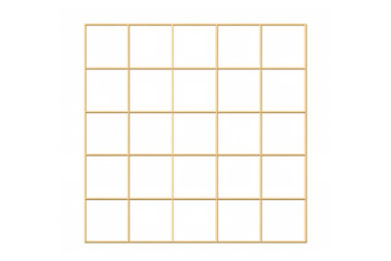 Golden grid forming sixteen square sections on a transparent background, ideal for layouts, collages, or design projects
