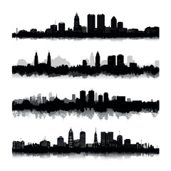 Fototapeta premium vector illustration of columbus ohio skyline silhouette set, Black & White silhouette set