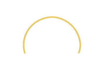 Glowing golden neon semicircle frame with transparent backdrop, highlighting design elements with luminous curved border
