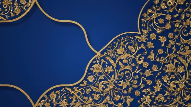 Ornate frame with gold floral details on a dark blue background