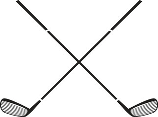 Vector black golf club icon. Game equipment. Professional sport, classic golf club for official competitions and tournaments.