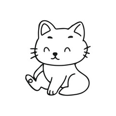 Obraz premium Kawaii baby Cat animal cartoon. Vector flat pets poses collection. Cat breeds big 