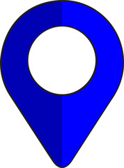 pin point icon. blue map location symbol isolated on white background. gps location symbol