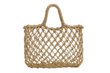 Beige woven tote bag with diamond-shaped pattern