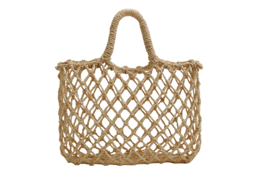 Beige woven tote bag with diamond-shaped pattern