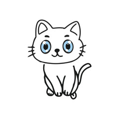 Obraz premium Kawaii baby Cat animal cartoon. Vector flat pets poses collection. Cat breeds big 