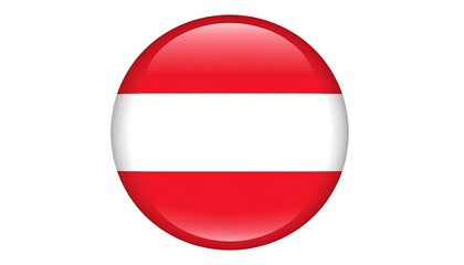 Circular flag button of Austria.  Red, white, red horizontal stripes