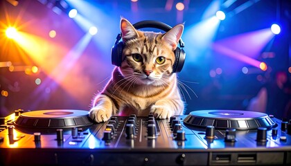 Cat DJ on a stage