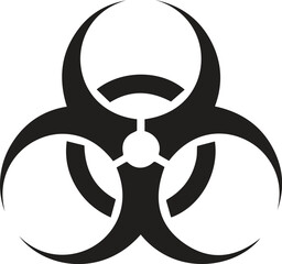 A black and white vector biohazard symbol