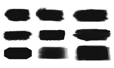 Set of Black Grunge Brush Strokes and Paint Swatches