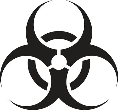 A black and white vector biohazard symbol
