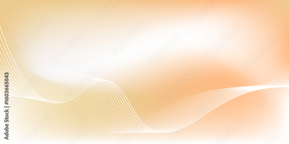 Wall mural minimal abstract orange gradient background with white wave lines. modern wavy line background in wa