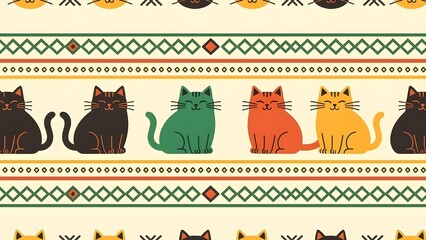 pan-african chubby cats in navajo stripes