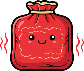 Cheerful Red Hot Water Bag Cartoon Character