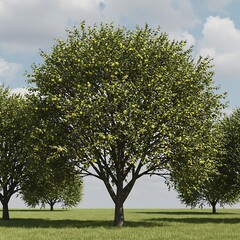 Fototapeta premium 緑の息吹、3Dモデルのリンゴの木