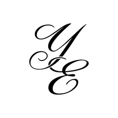 Elegant YA Monogram Logo in Black Script – Luxury Calligraphy Initial Design on White Background