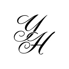 Elegant YA Monogram Logo in Black Script – Luxury Calligraphy Initial Design on White Background