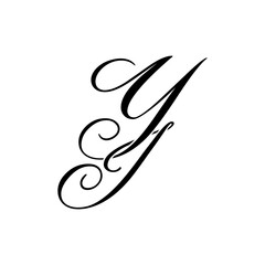 Elegant YA Monogram Logo in Black Script – Luxury Calligraphy Initial Design on White Background