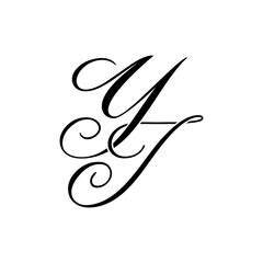 Elegant YA Monogram Logo in Black Script – Luxury Calligraphy Initial Design on White Background
