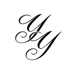 Elegant YA Monogram Logo in Black Script – Luxury Calligraphy Initial Design on White Background