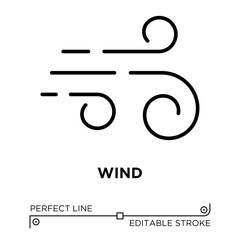 Vector line icon related to wind. Perfect Line. Editable Stroke.
