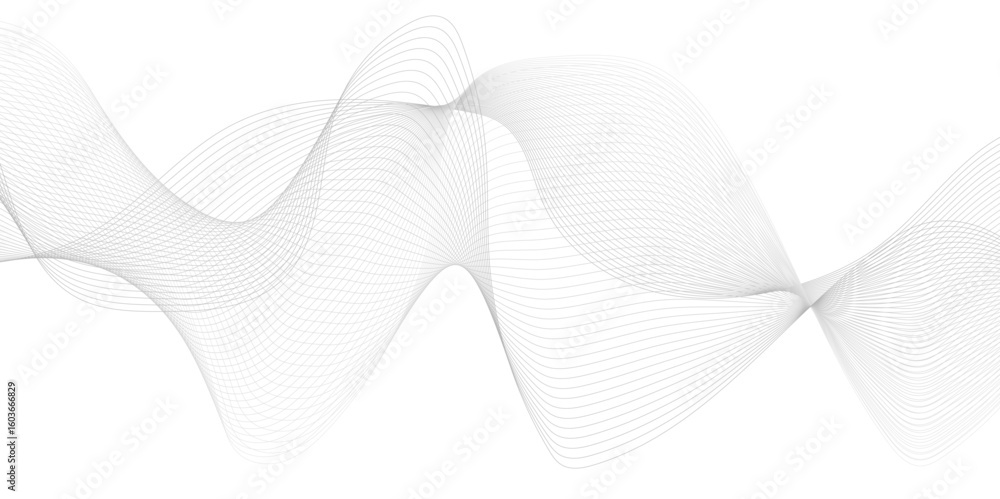 Poster abstract vector background with black wavy lines. wave with lines created using blend tool. curved w