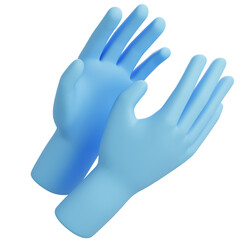 Pair of blue medical gloves isolated on white. Protective gear used in hospitals, clinics, and labs for hygiene and safety during procedures.

