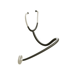 Classic stethoscope on white background. Medical instrument commonly used by doctors and nurses for diagnosis and patient check-ups in healthcare settings.


