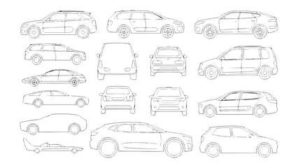 Obraz premium Car Collection Vector Illustration Diverse Automobile Set Automotive Design Template