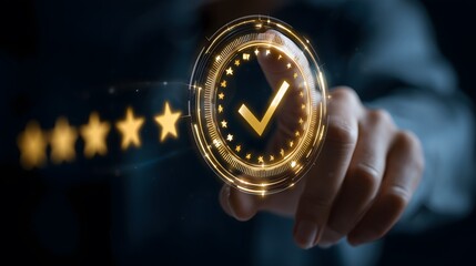 Customer Satisfaction Rating System, Excellent Service Quality Feedback, Business Performance Evaluation Icon, Digital Review Score Indicator