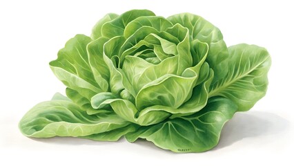 Fototapeta premium Fresh green cabbage, a healthy raw vegetable, isolated on a white background