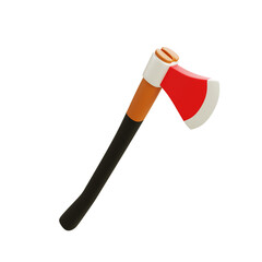 Front view of fire axe with red blade and black handle, isolated on white background, designed for rescue and firefighting operations.

