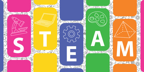 STEAM education logo and icon elements vector design
