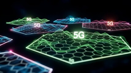 5G Technology Advancements, Digital Waves, Virtual Environment, Graphic Design, Futuristic View - Powered by Adobe
