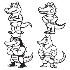 Obraz premium A drawing of a crocodile line art illustration