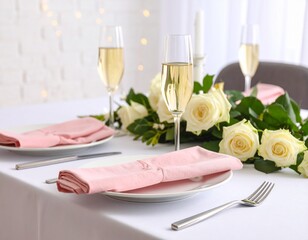 wedding table setting with flowers