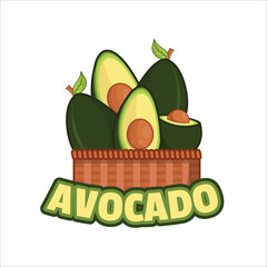 avocado fruit illustration logo design