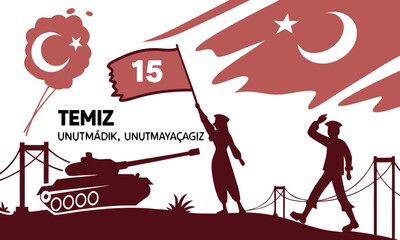 15 July Turkish Democracy Victory Day Illustration – Patriotic Silhouette Vector