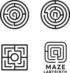 Set of Maze Labyrinth logo